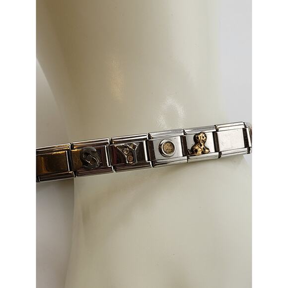Italian Stainless Steel Charm Link Bracelet Mix Brand Custom Stretch 1990s - Picture 7 of 12